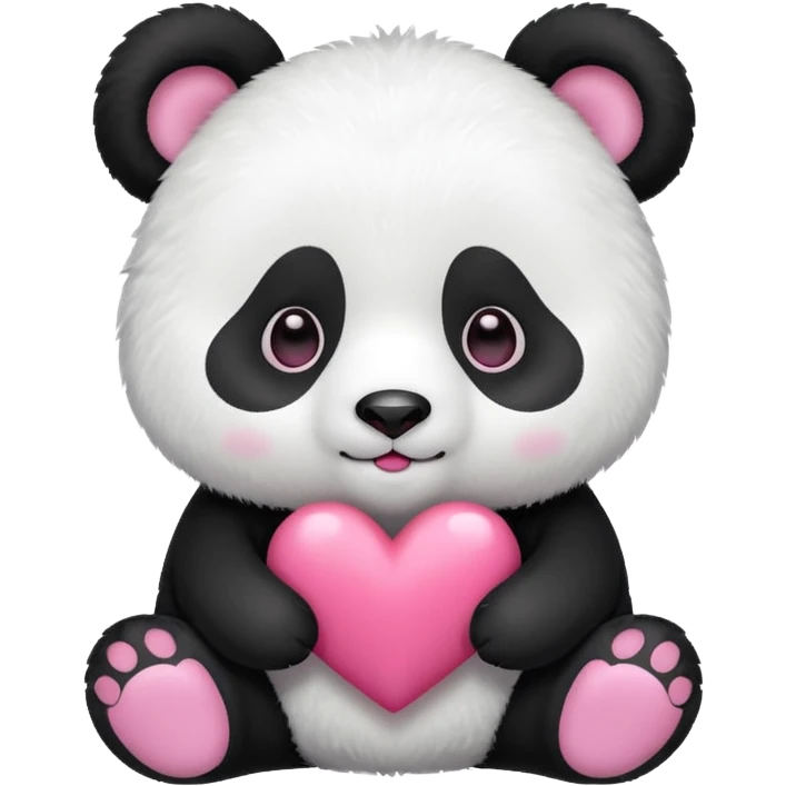 Panda blanco corazón rosa kawaii emoji
