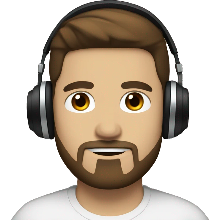 cool guy blue eyes brown hair headphones black goatee emoji