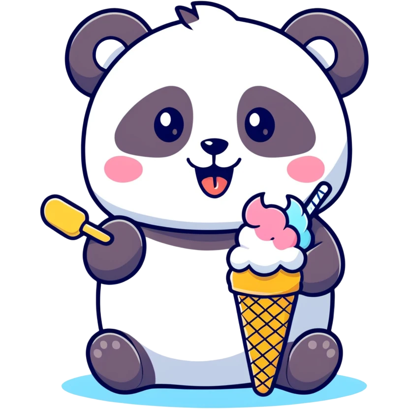 Panda eating ice cream emoji