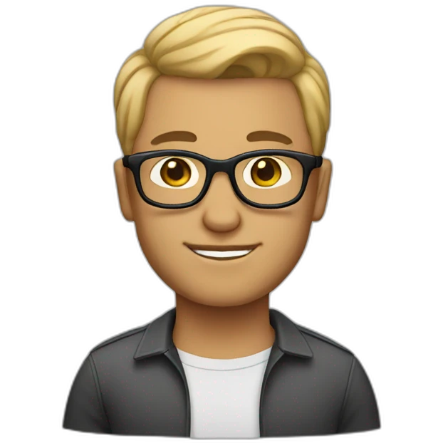 Man with light skin classic haircut and glasses emoji