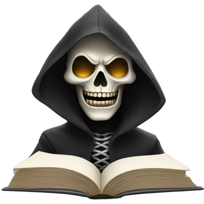 happy human reaper face with book emoji