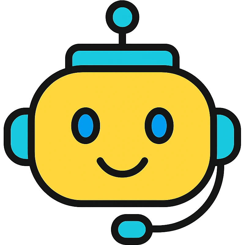 small professional AI chatbot emoji, with a subtle headset, clean lines, modern minimal style emoji