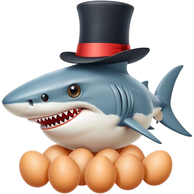shark with tophat made of eggs emoji