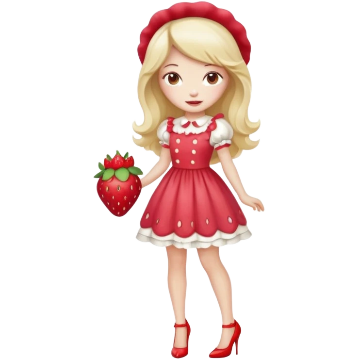 pretty and cute realistic modern day strawberry shortcake full body with high heels emoji emoji