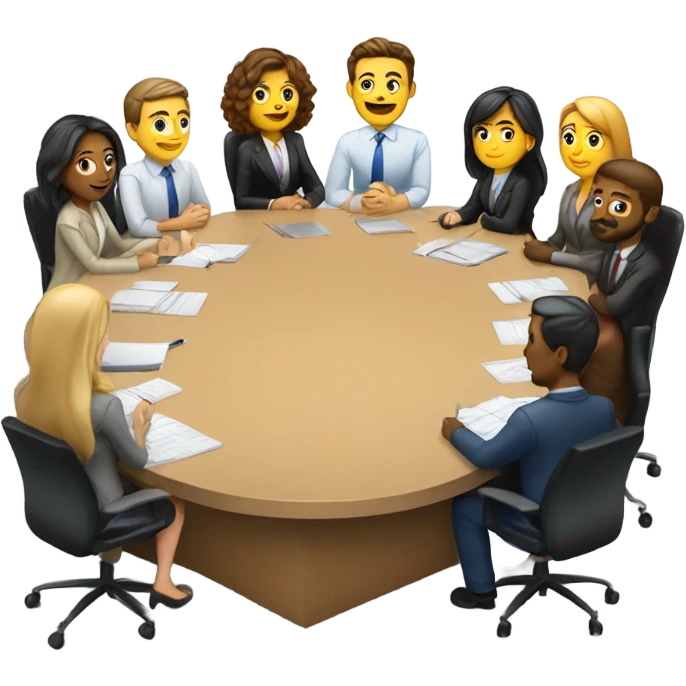 men and women work meeting at a table emoji