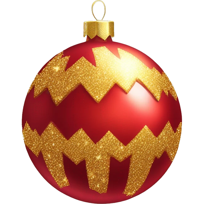A shiny red and gold Christmas ornament ball with sparkles emoji