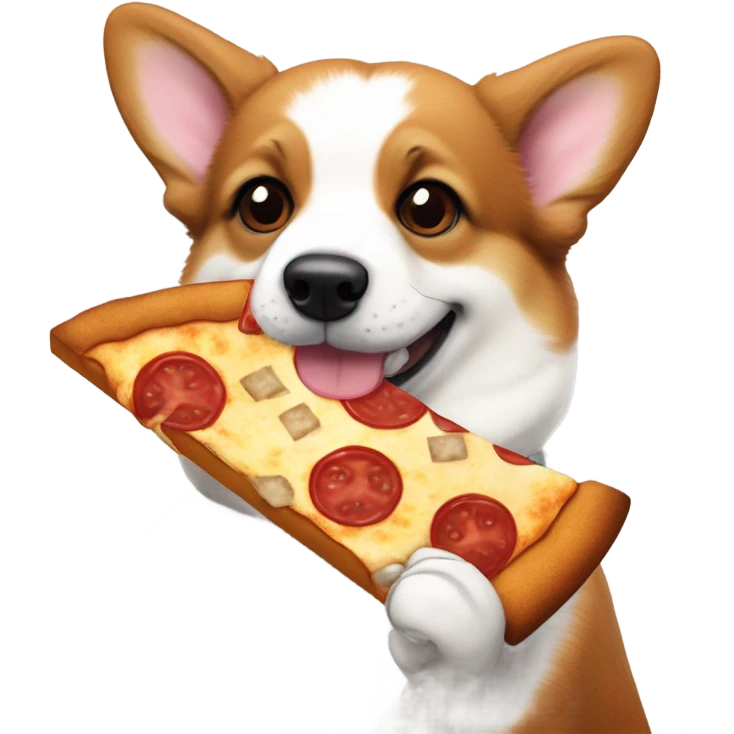 Tri color corgi eating pizza  emoji