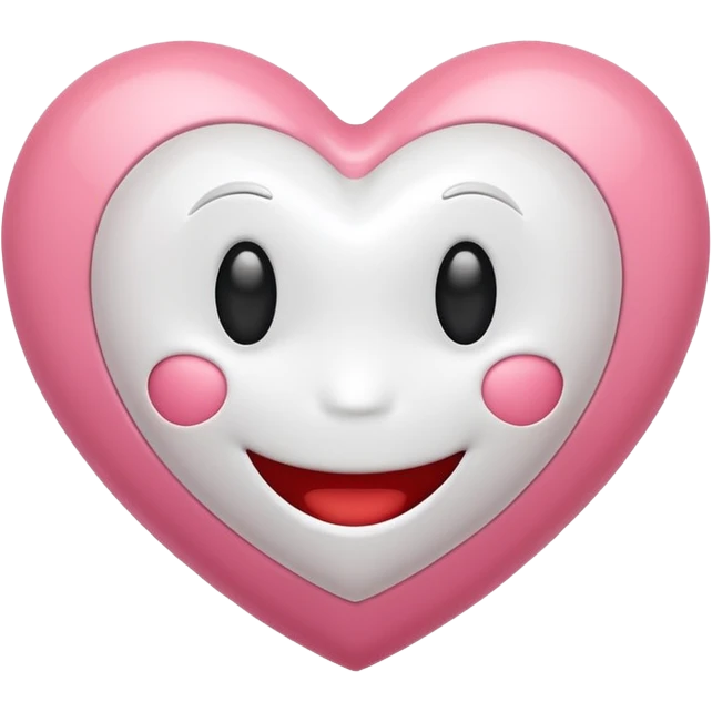 white heart with a smiley face emoji