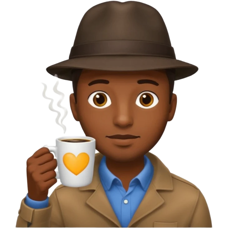 black man drinking coffee with hat emoji