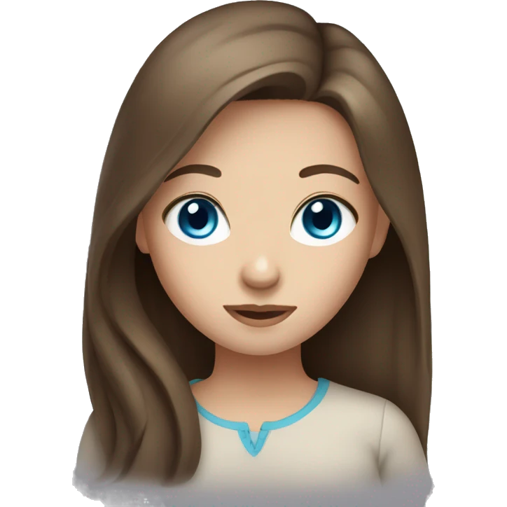 Girl with brown hair and blue eyes emoji