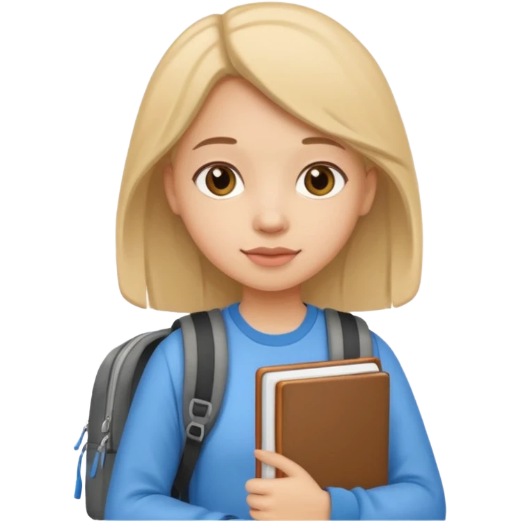 student girl with backpack and copybook emoji