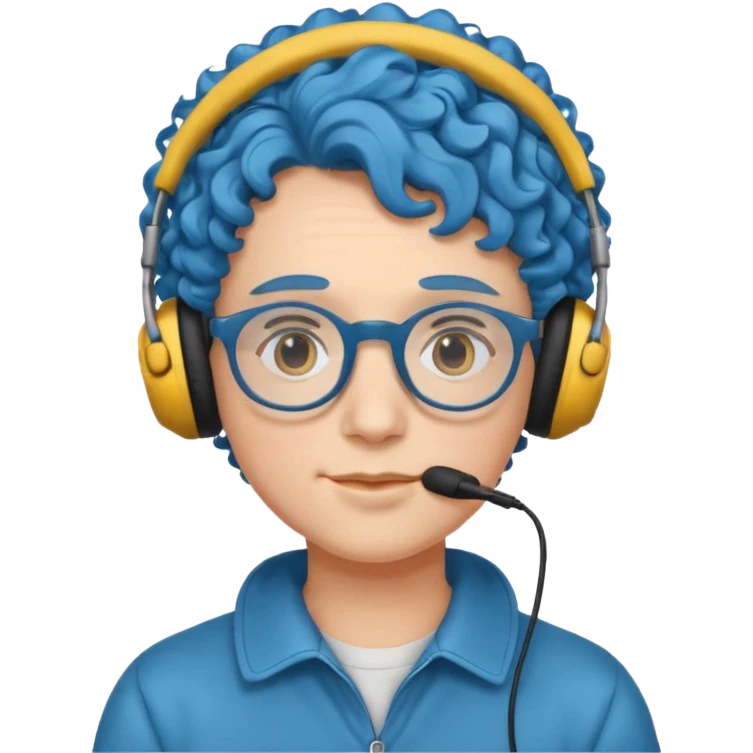 headphone and spectacles, curly blue emoji