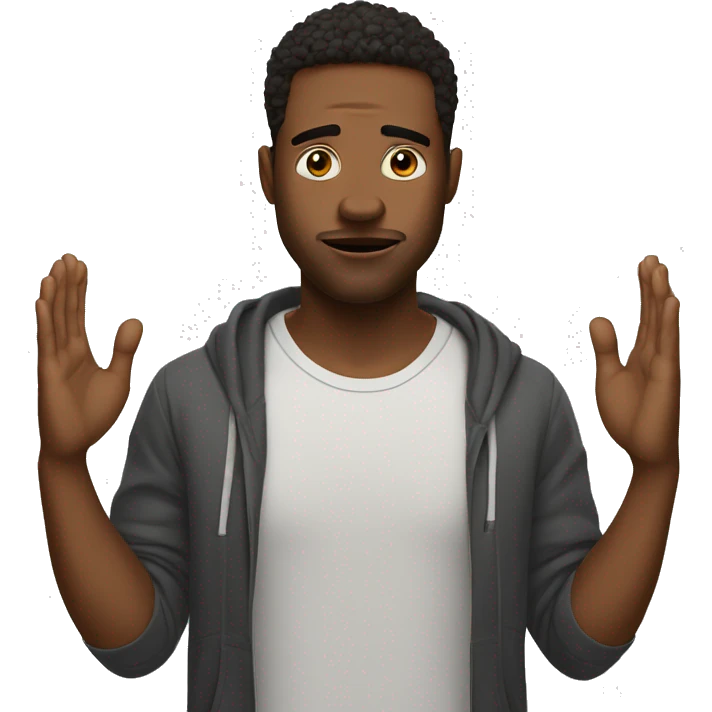 It was not me, I am innocent.  man raising palms up in surrender and staring emoji