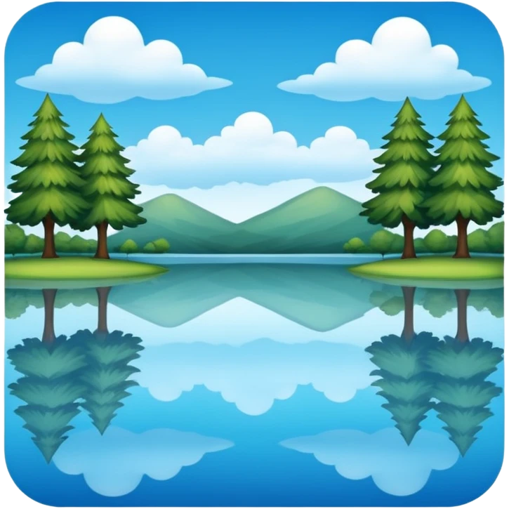 water surface with sky and trees mirrored, reflection emoji