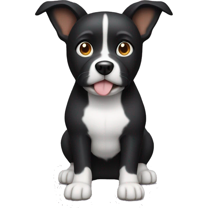 Black dog pointy ears and white stomach emoji