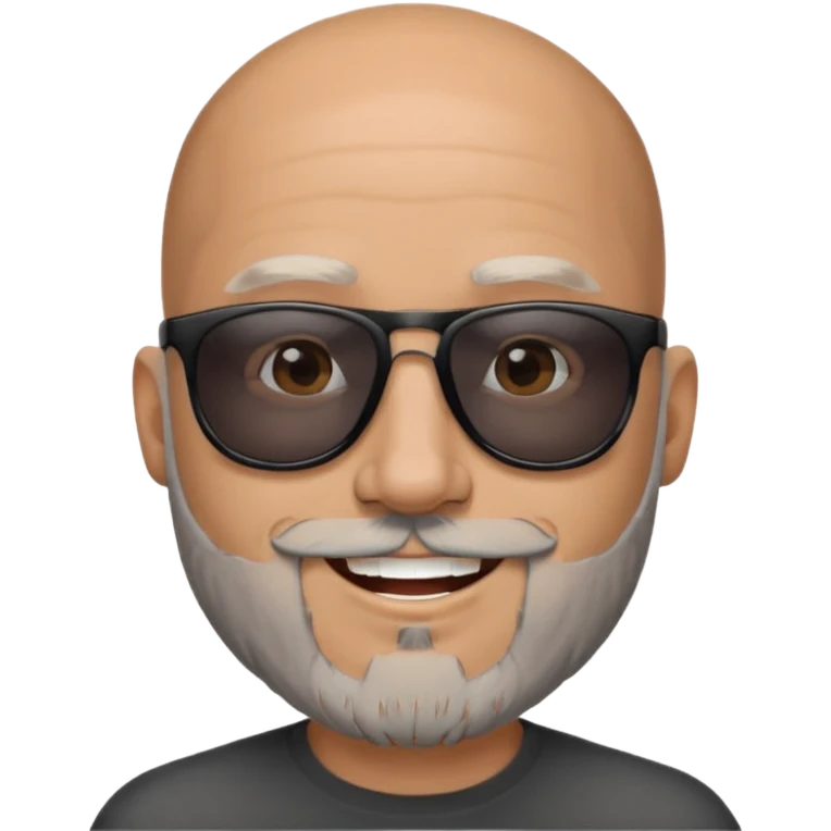 Bald male, wearing black sunglasses, gray goatee beard emoji
