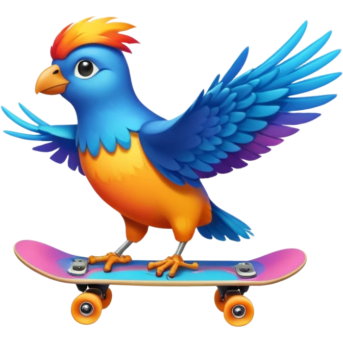 skateboarding bird emoji