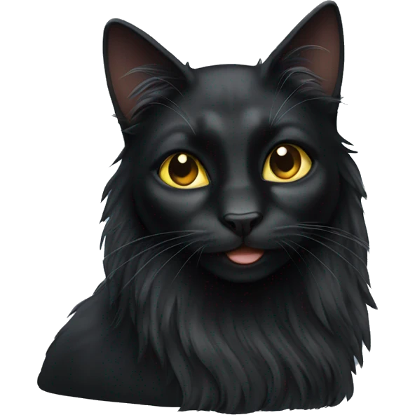 Long haired black cat emoji