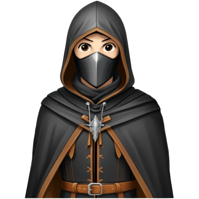 icon featuring Assasin's Creed in an iconic assassin's hood, standing tall against the backdrop of Florence. The design captures the essence of adventure, with intricate details of historical architecture and a sense of mystery. The character is poised, ready for action. transparent background. emoji