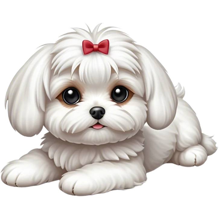 Realistic toy Maltese laying down emoji