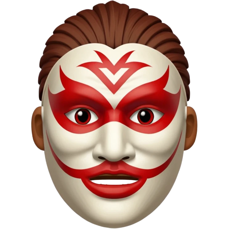 Hilichurl (from Genshin Impact) (half body) (with a white mask with red tribal markings on it)  emoji