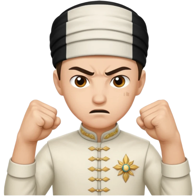 tatar white young man with national outfit showing his fists angry emoji