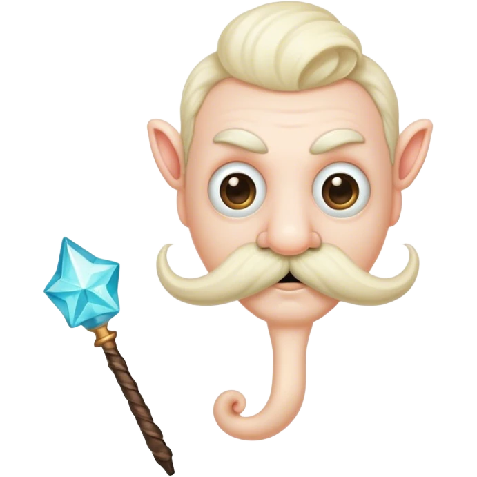 Odd creature with a mustache and wand emoji