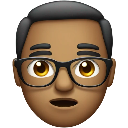 Cute face but with angry expression and glasses emoji
