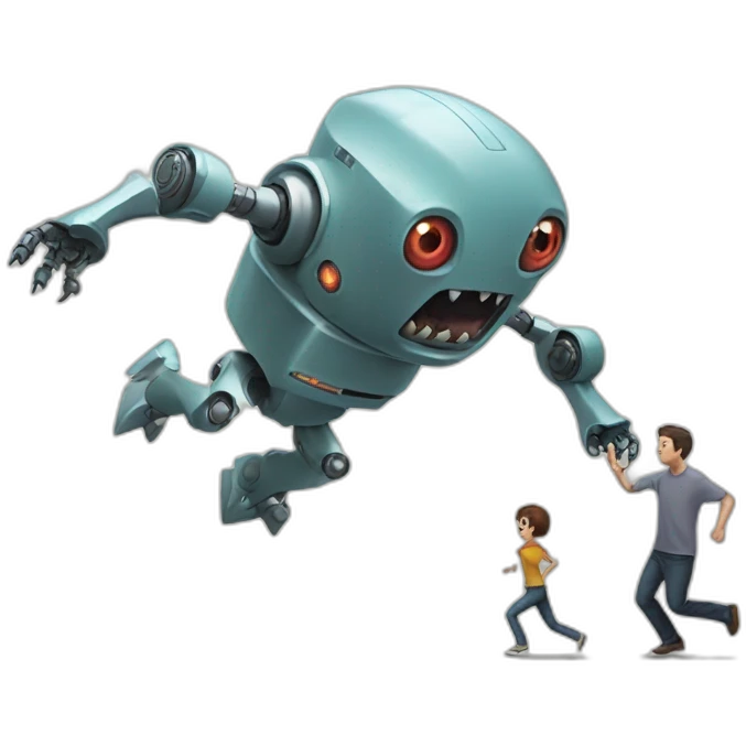 Robot monster chasing man emoji