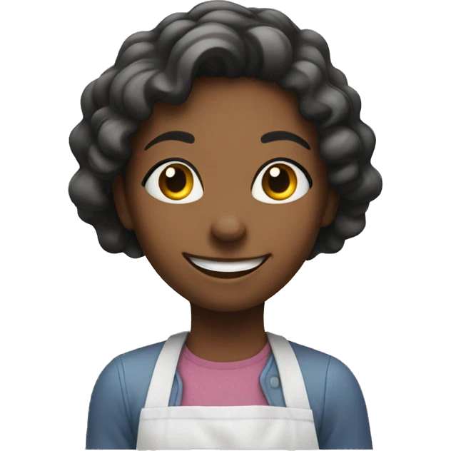 smiling girl in kitchen emoji