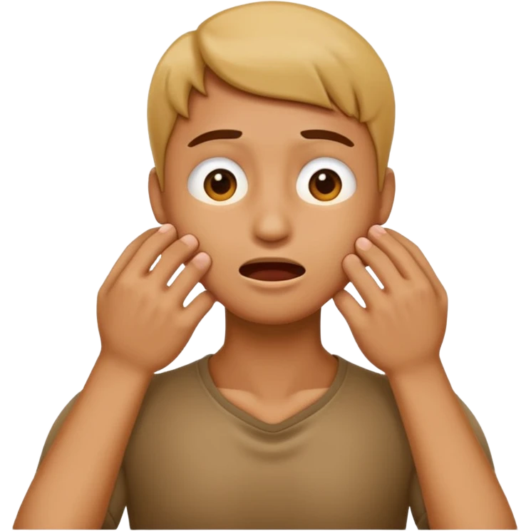 An emoji with their hand wrapped around their neck and squeezing they looked stressed emoji