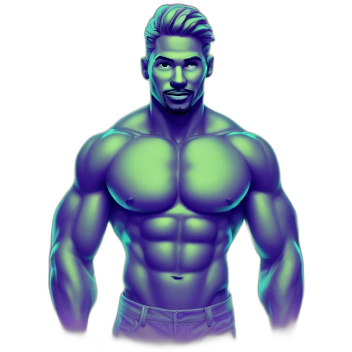 Juicy booty neon sign style man emoji