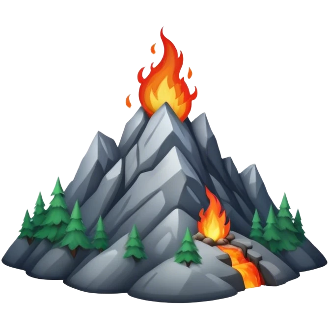 mountain with fire emoji