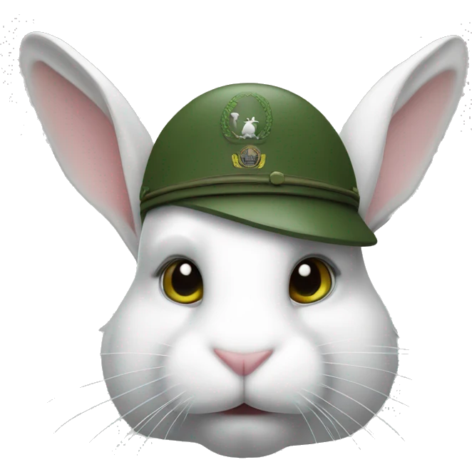 white Rabbit with green military helmet emoji
