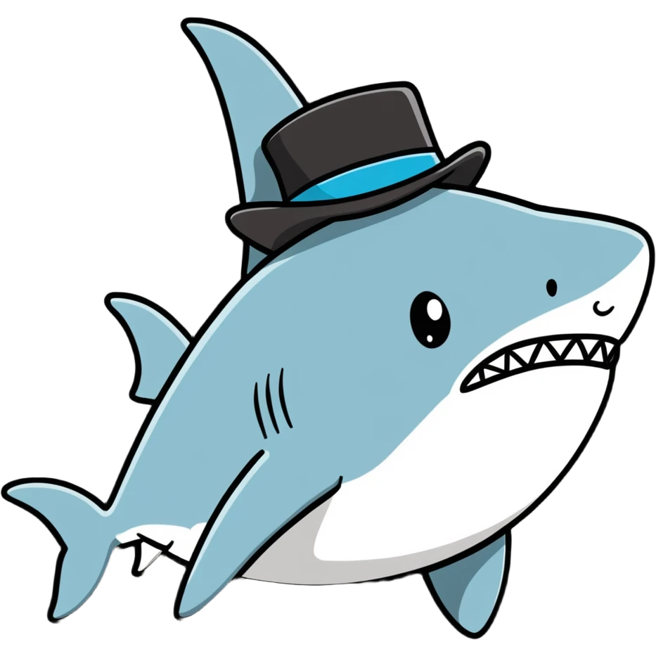 Shark with a top hat emoji