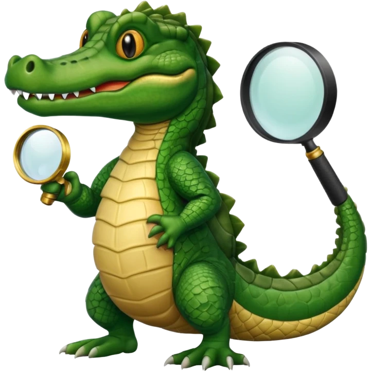 A gator with a magnifying glass emoji