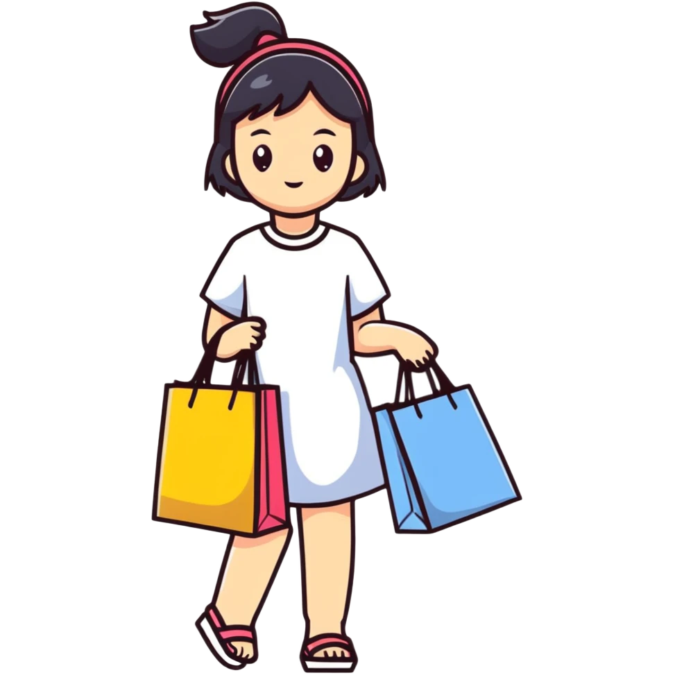 Fashionable Japanese girl with shopping bags emoji