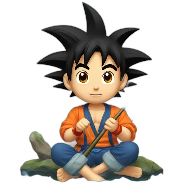 Little goku fishing with his tail  emoji