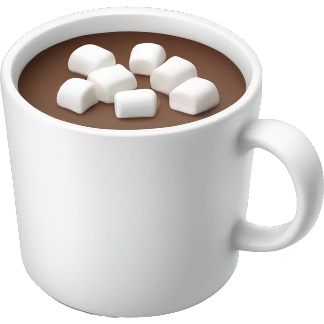 White mug of hot chocolate with marshmallows emoji