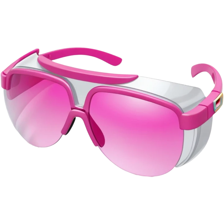 super thick pink visor sunglasses, dramatic chunky Y2K design, statement piece emoji