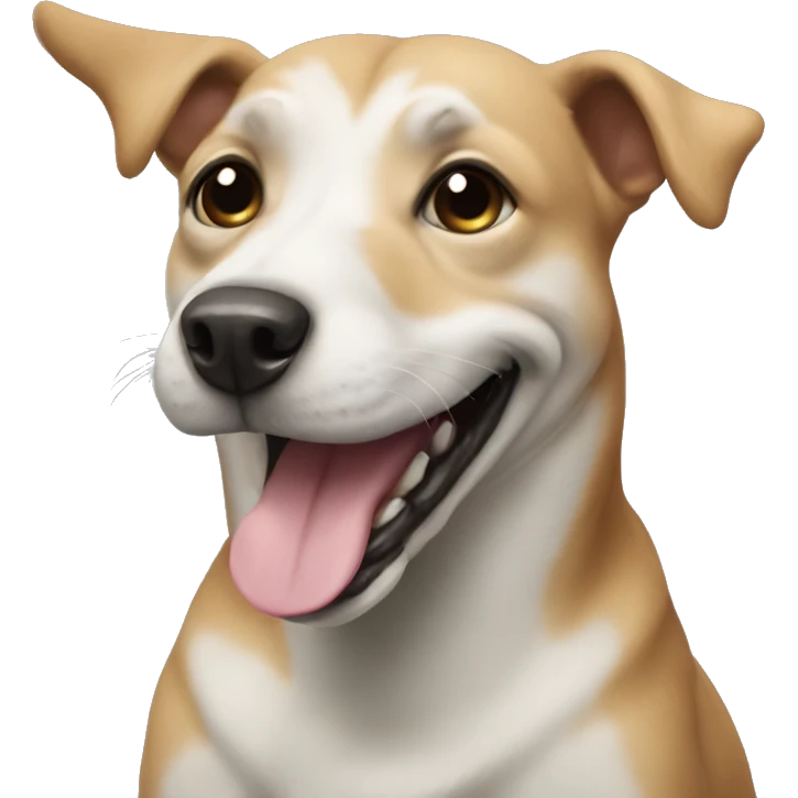 3 legged dog smiling emoji