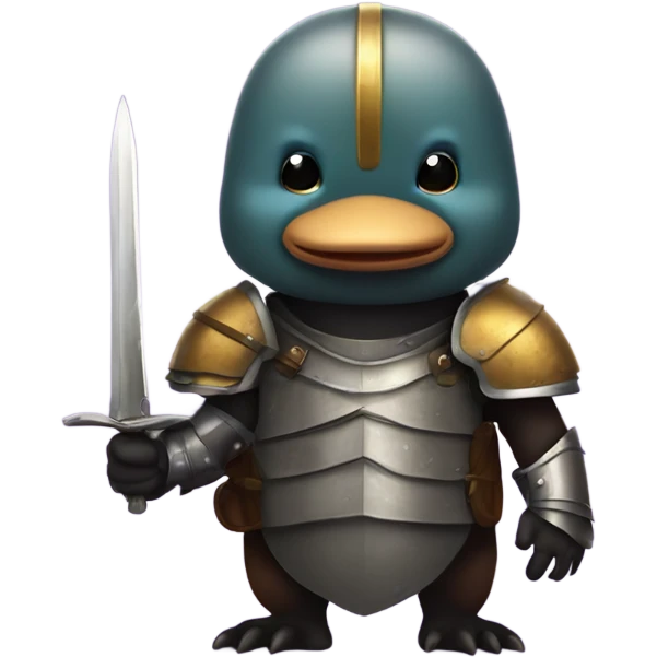 Evil platypus with knight armor emoji