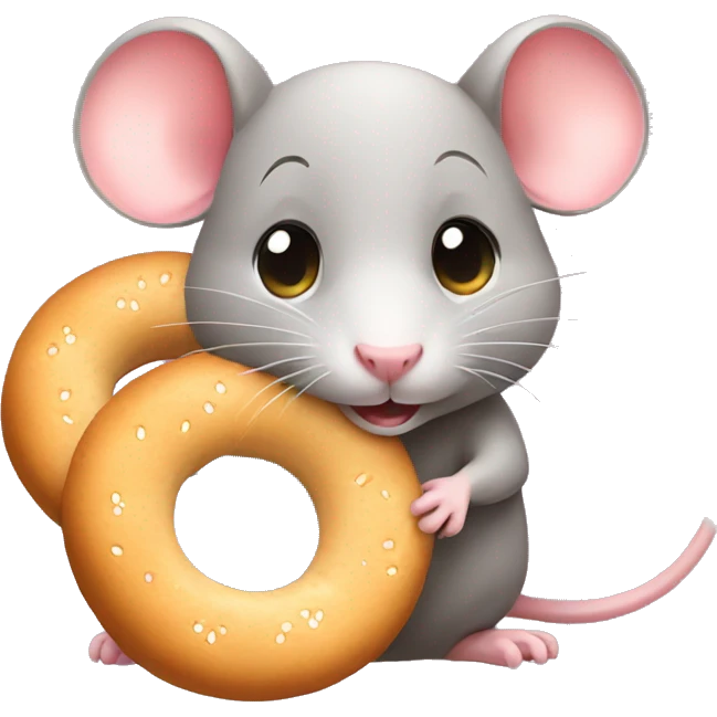 Cute Rat with bagel emoji