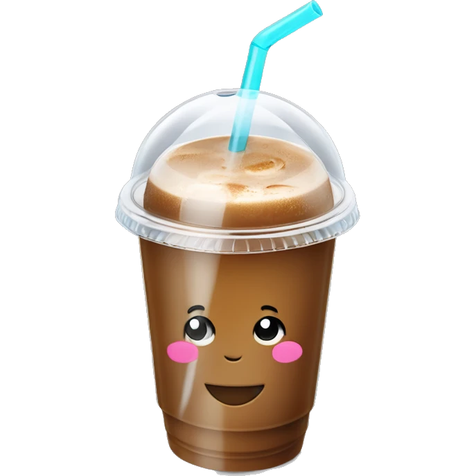 Cold coffee with ice cubes In a plastic cup With a dome-shaped cover 450 ml with straw emoji