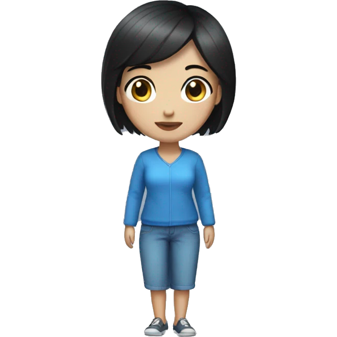 woman with short black hair blue eyes full body emoji