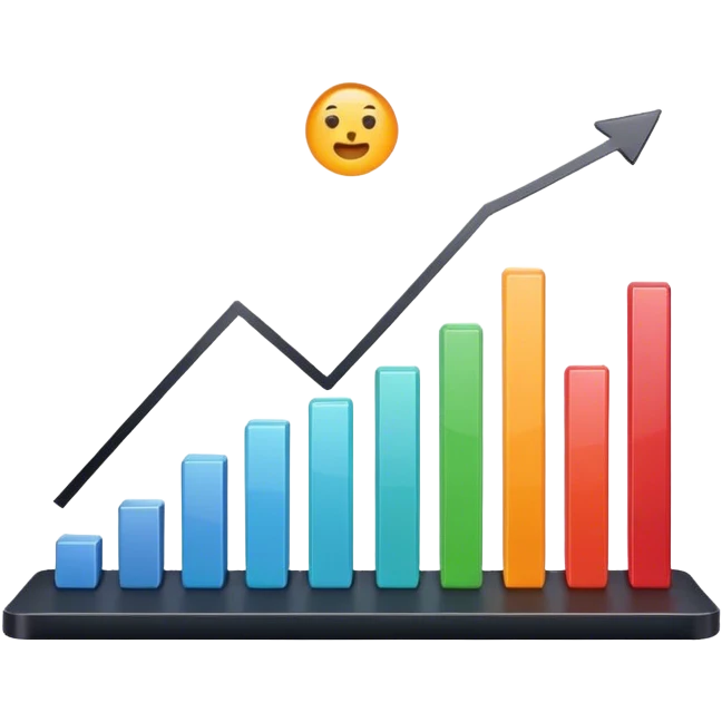 Cinematic realistic 2d growing graph emoji