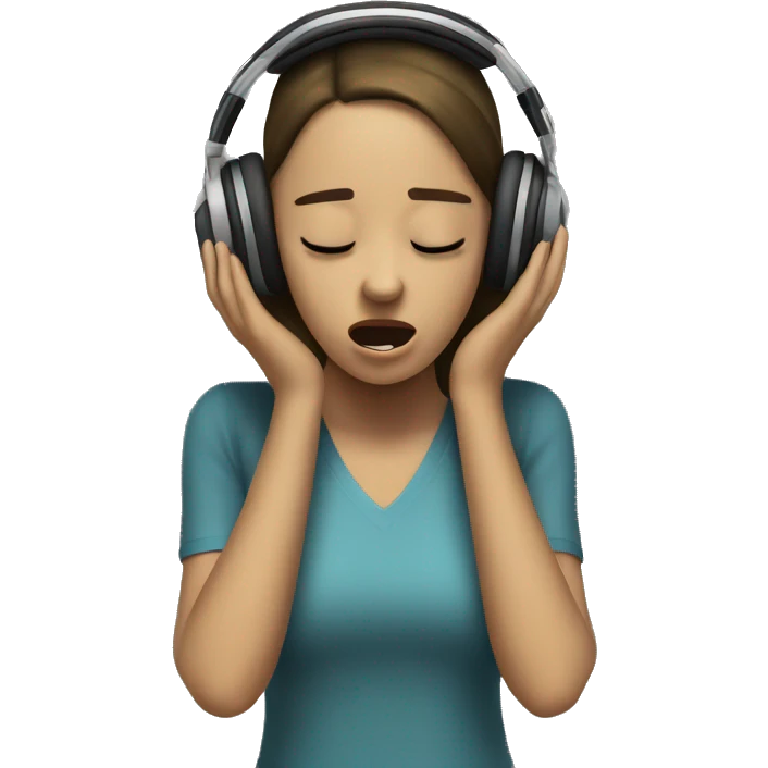 girl suffering because she is listening to loud music from an amplifier box emoji