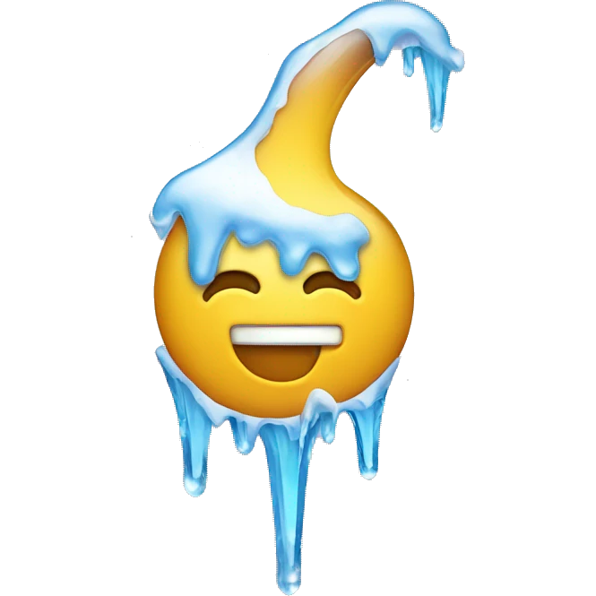 Smiley face with icicle instead of teardrop emoji