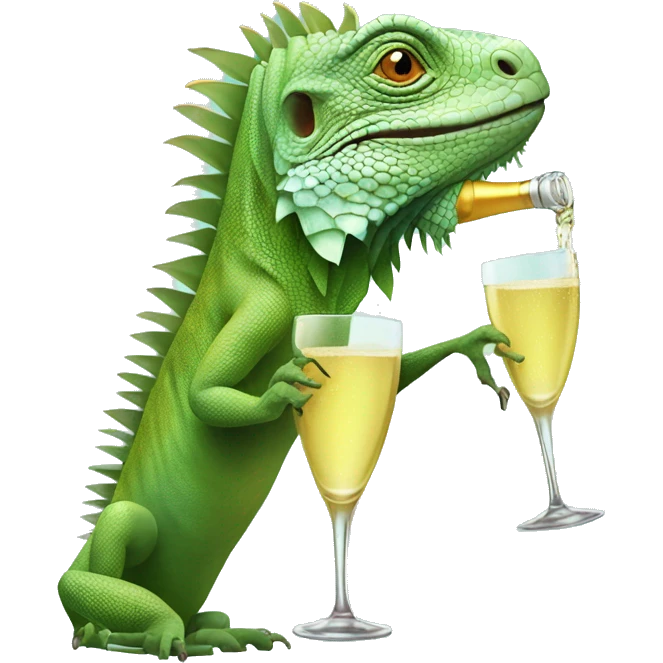 Iguana drinking champagne  emoji