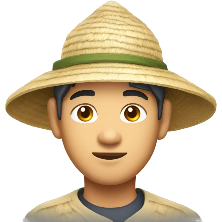 Oriental asian man with rice field hat on emoji